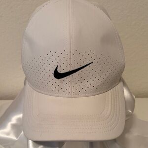 Nike White and Black Perforated Cap